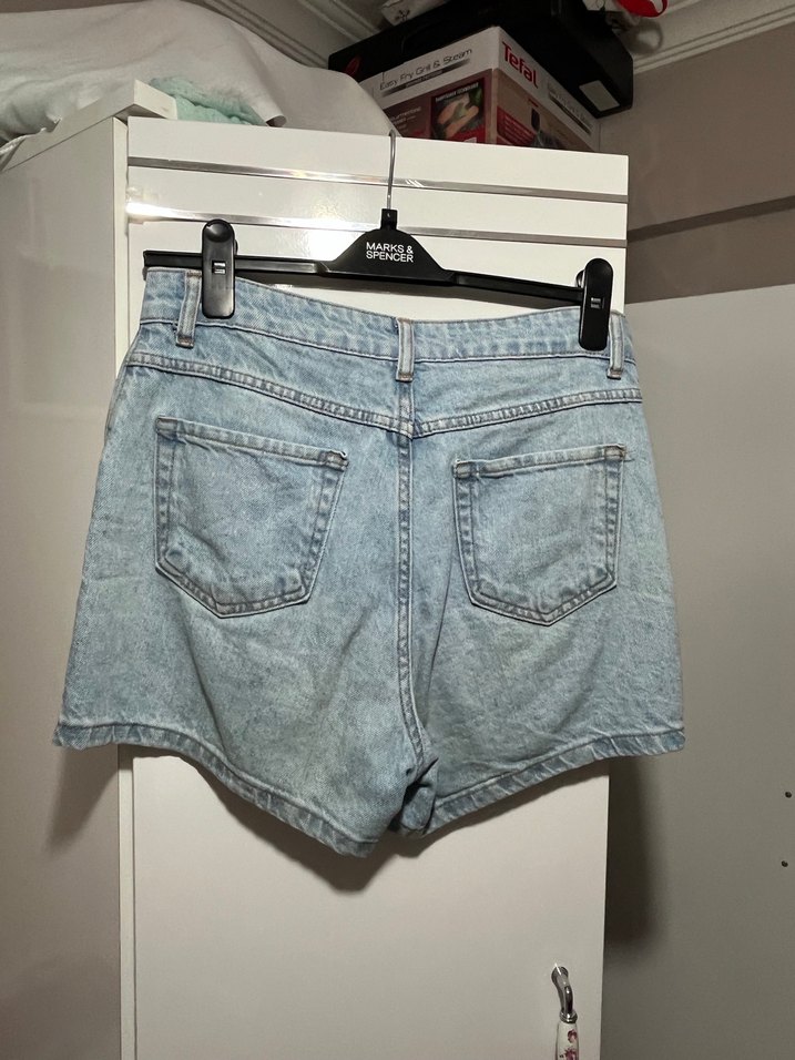 Kadın Mavi Kot Mini Şort Etek - Görsel 2