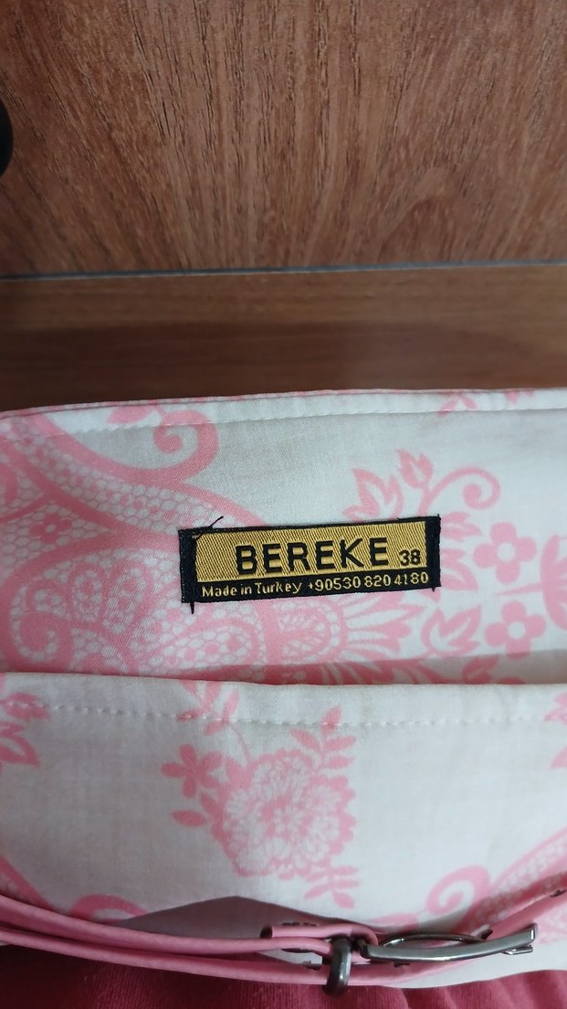 Pembe nakışlı beyaz Uzun Kadın Etek - Görsel 3