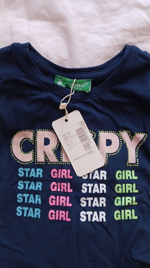 Renkli Baskılı Kız Çocuk Kısa Kollu Tişört - Görsel 3