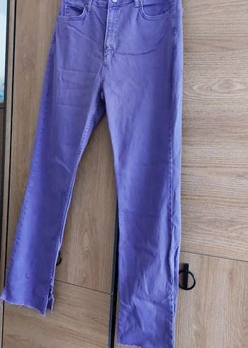 Mor Uzun Kot Pantolon Yırtmaçlı - Görsel 2