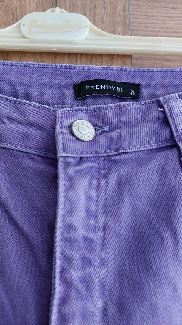 Mor Uzun Kot Pantolon Yırtmaçlı - Görsel 3