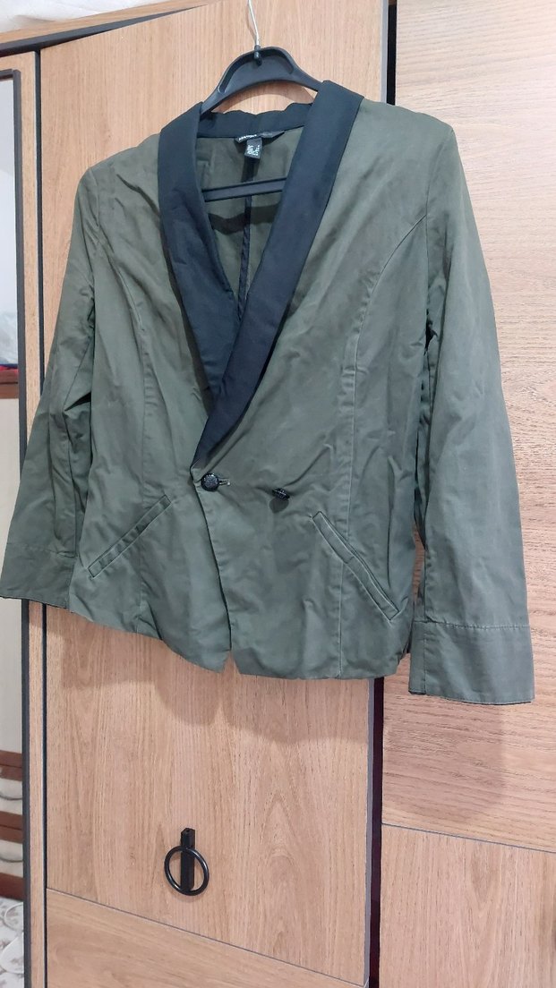 Düğmeli Kadın Haki Ceket - Görsel 2