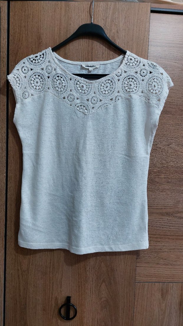 Kadın Beyaz Pamuklu Örgü Kolsuz Atlet - Görsel 4