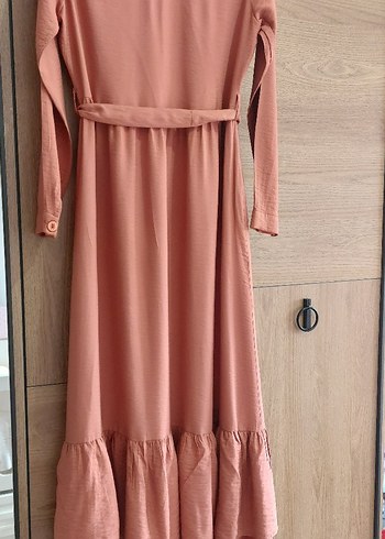 Bakır Uzun Kollu Düğmeli Bohem Elbise - Görsel 6