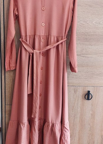 Bakır Uzun Kollu Düğmeli Bohem Elbise - Görsel 4