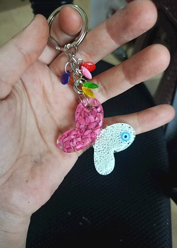 Mavi Boncuklu Epoksi Kadın Anahtarlık - Görsel 2