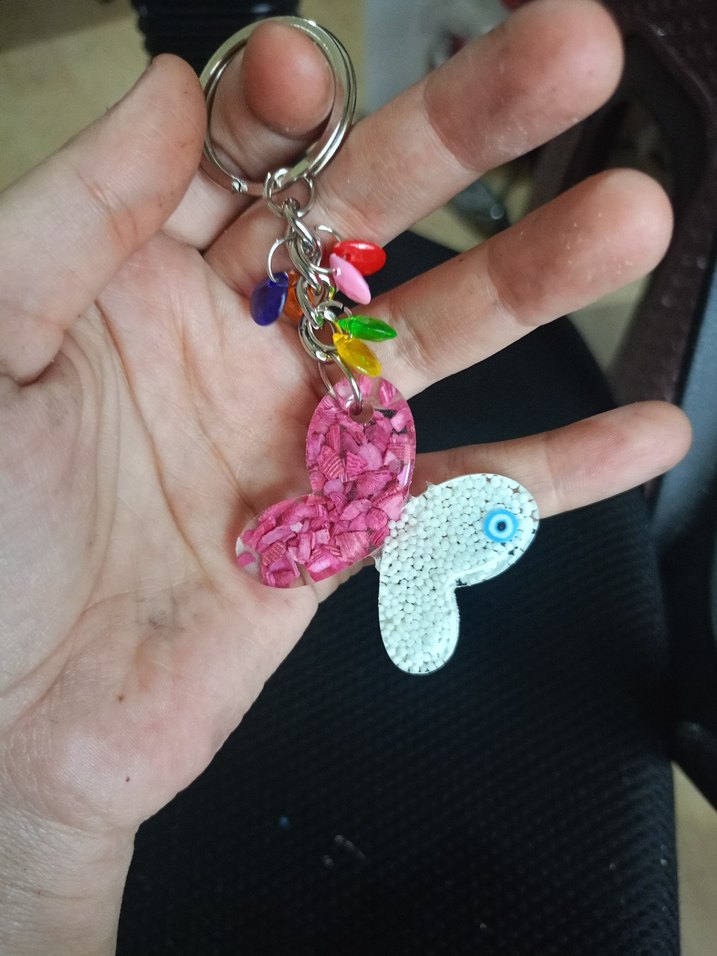 Mavi Boncuklu Epoksi Kadın Anahtarlık - Görsel 2