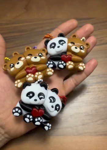 Renkli Boncuklu Panda Anahtarlık - Görsel 2