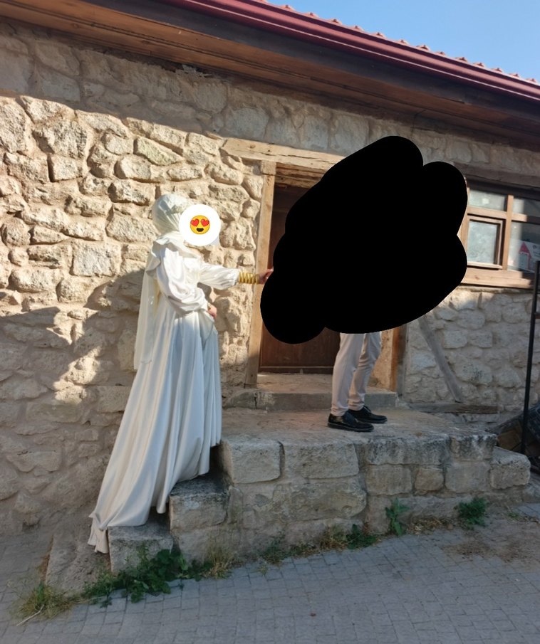 Uzun Kollu Yüksek Yakalı Beyaz Prenses Gelinlik - Görsel 2