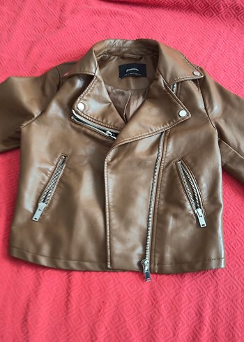 Kahverengi Deri Biker Ceket