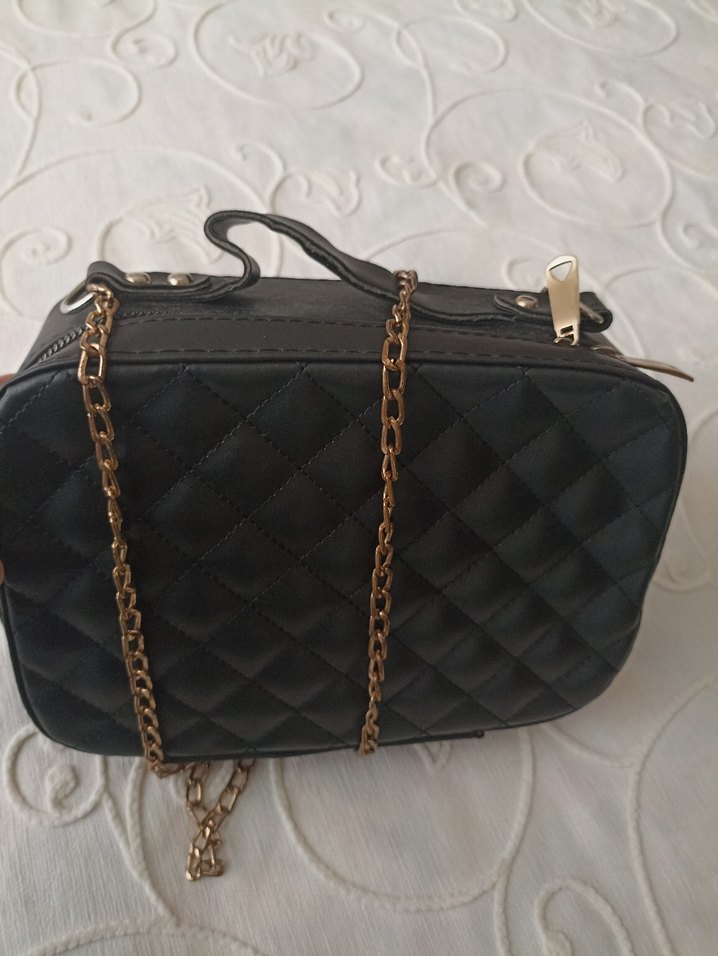 Zincir Detaylı Siyah Deri Kadın Çanta - Görsel 2