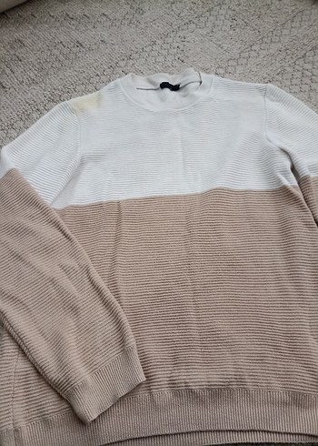 Pamuklu Beyaz Gri Triko Kadın Kazak - Görsel 2