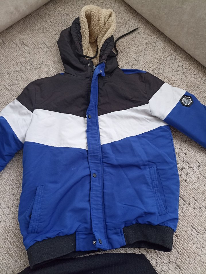 Erkek Çocuk Kapüşonlu Fermuarlı Mavi Mont - Görsel 2