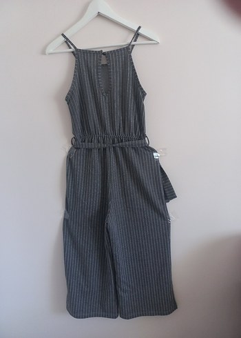 Gri Çizgili Kadın Uzun Tulum - Görsel 3