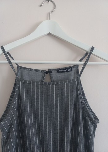 Gri Çizgili Kadın Uzun Tulum - Görsel 2