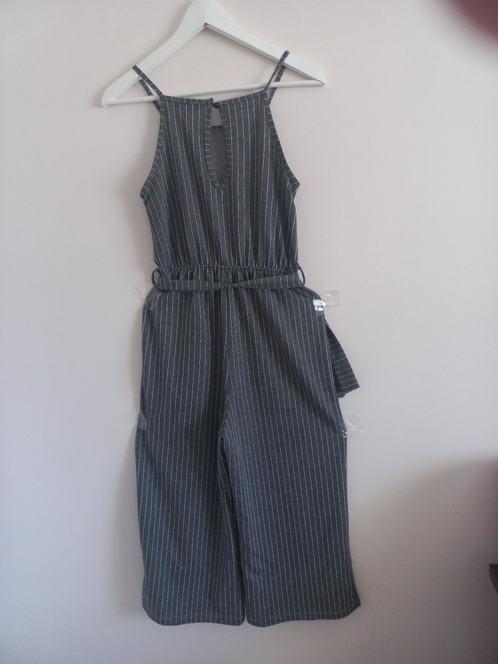 Gri Çizgili Kadın Uzun Tulum - Görsel 3