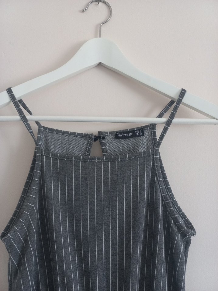 Gri Çizgili Kadın Uzun Tulum - Görsel 2