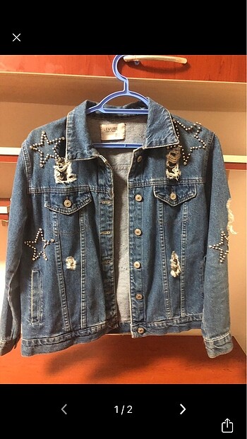 Taşlı denim kot ceket