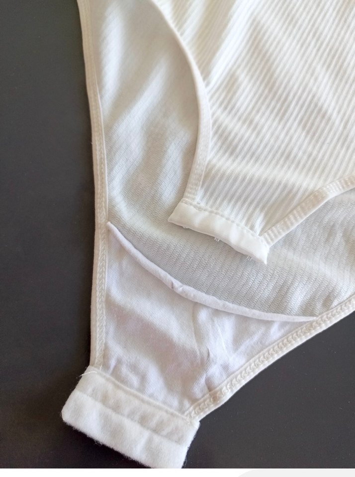 pamuklu Beyaz Fitilli Midi Kadın Atlet - Görsel 3