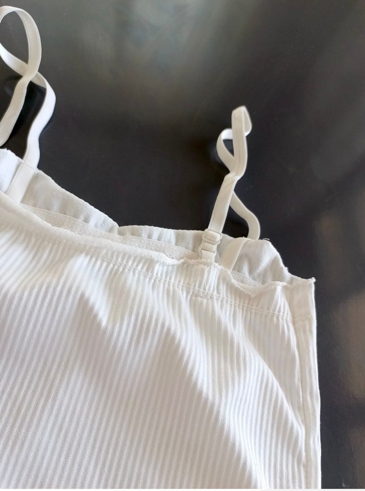 pamuklu Beyaz Fitilli Midi Kadın Atlet - Görsel 4