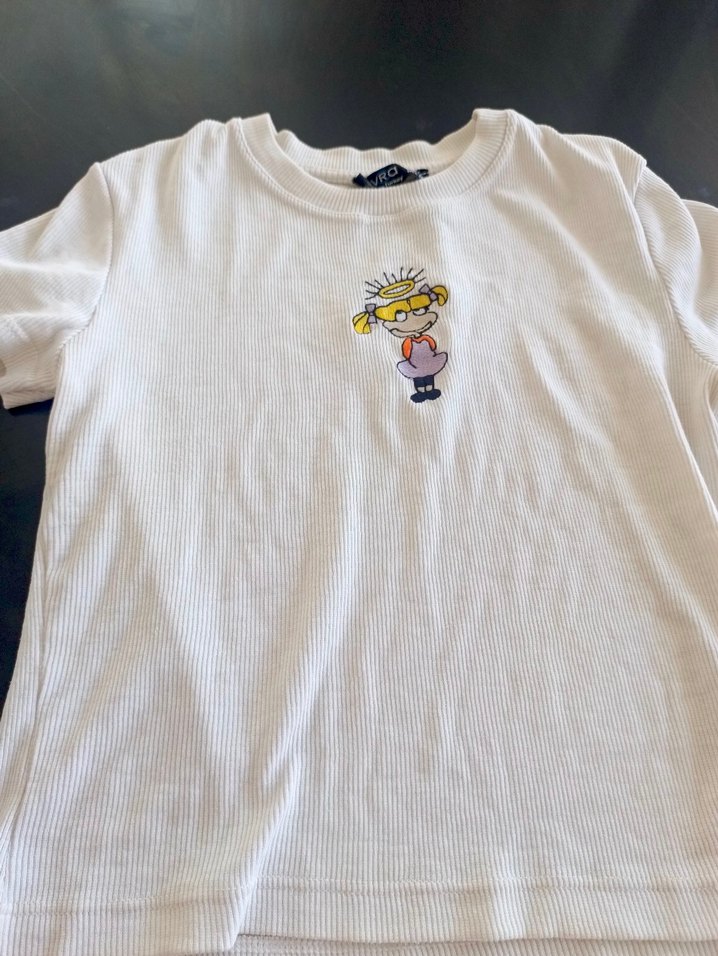 Beyaz Baskılı Kısa Kollu crop - Görsel 2