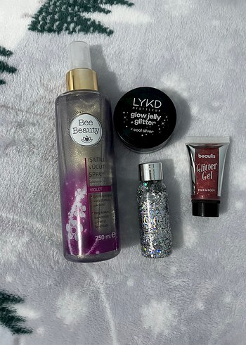 Beden Mor Parlak Vücut Spreyi ve Glitter Seti