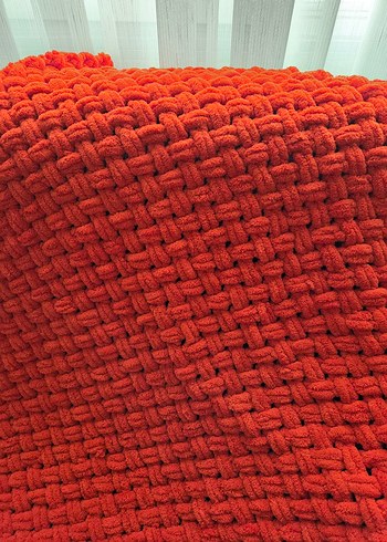 Turuncu Örgü Bebek Battaniyesi - Görsel 2