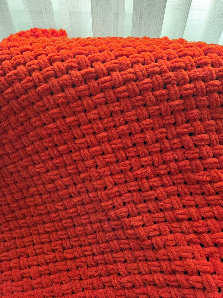 Turuncu Örgü Bebek Battaniyesi - Görsel 2