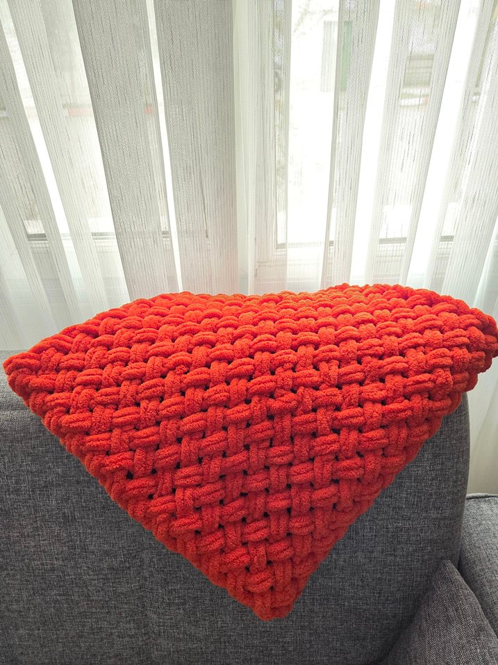 Turuncu Örgü Bebek Battaniyesi - Görsel 3