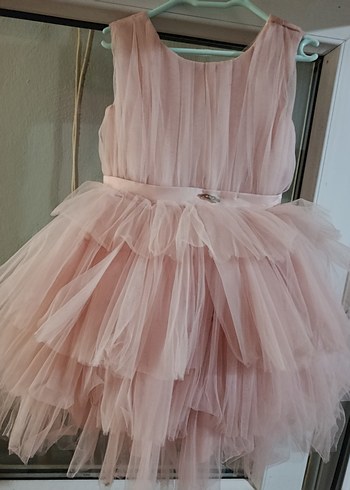 Pembe Renkli Kat Kat Fırfırlı Kız Çocuk Elbise