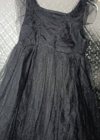 LC Waikiki Kız Çocuk Siyah Straplez Fırfırlı Gotik Elbise