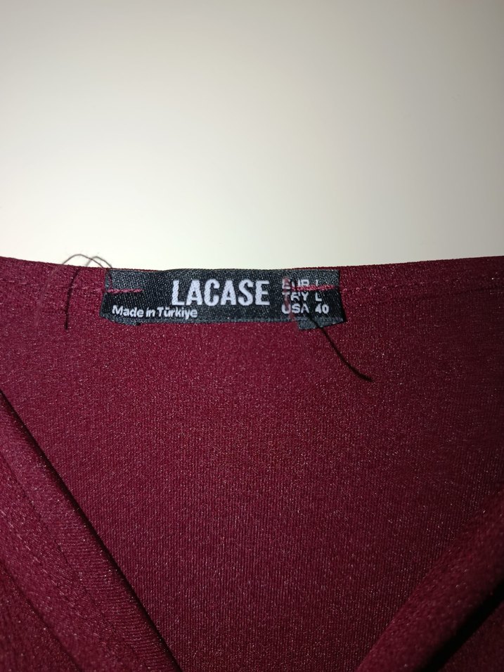 Bordo Uzun Drapeli V Yaka Abiye Elbise - Görsel 4