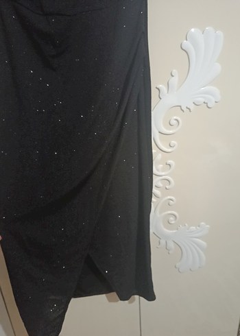 Siyah Drapeli Uzun Kadın Elbise - Görsel 2