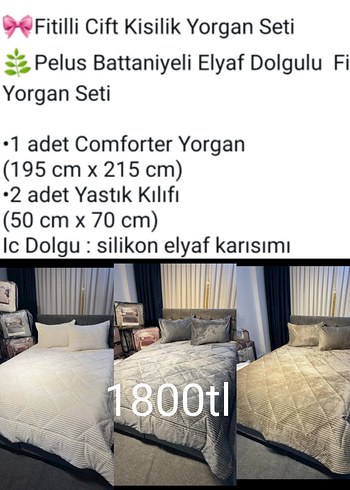 peluş battaniyeli elyaf dolgulu fitilli yorgan seti - Görsel 4