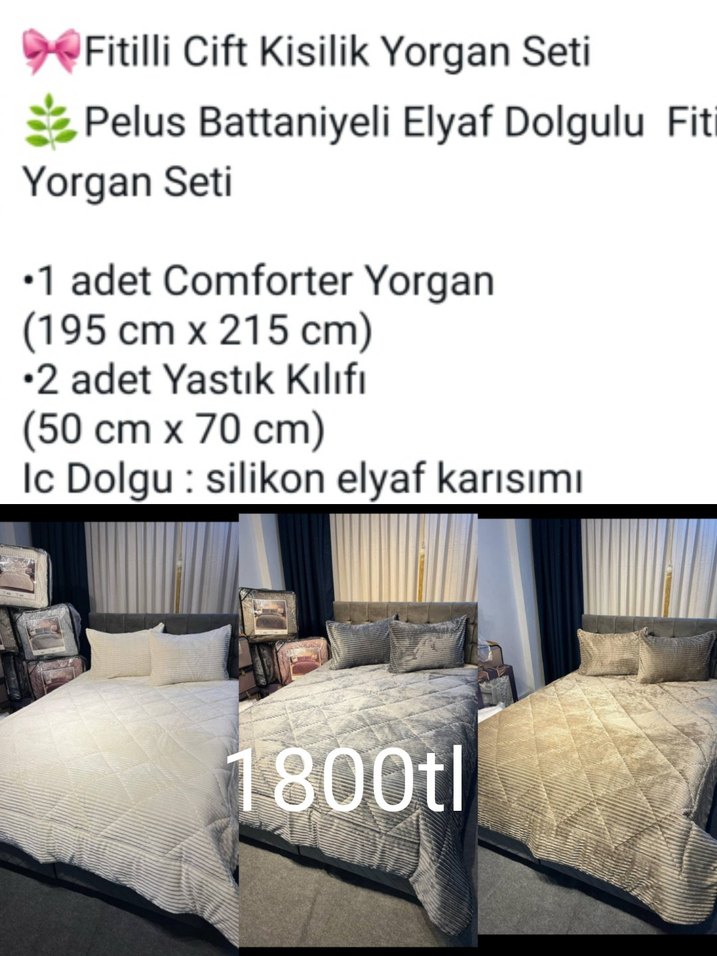 peluş battaniyeli elyaf dolgulu fitilli yorgan seti - Görsel 4