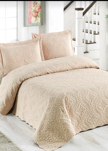 ultrasonic pamuklu çift kişilik 3 parça yatak örtüsü - Görsel 2