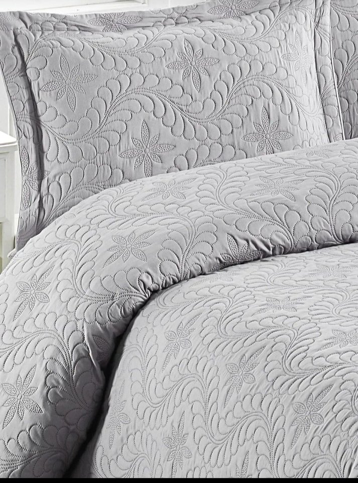 ultrasonic pamuklu çift kişilik 3 parça yatak örtüsü - Görsel 4