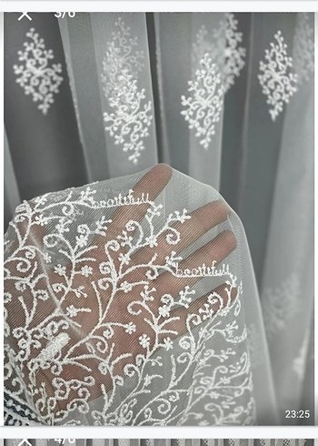 Nakışlı Beyaz Perde metre fiyati 250 TL - Görsel 3
