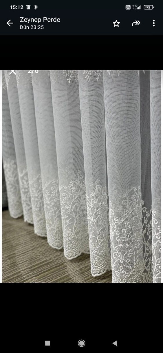 Nakışlı Beyaz Perde metre fiyati 250 TL - Görsel 2