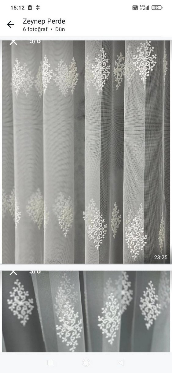 Nakışlı Beyaz Perde metre fiyati 250 TL - Görsel 5