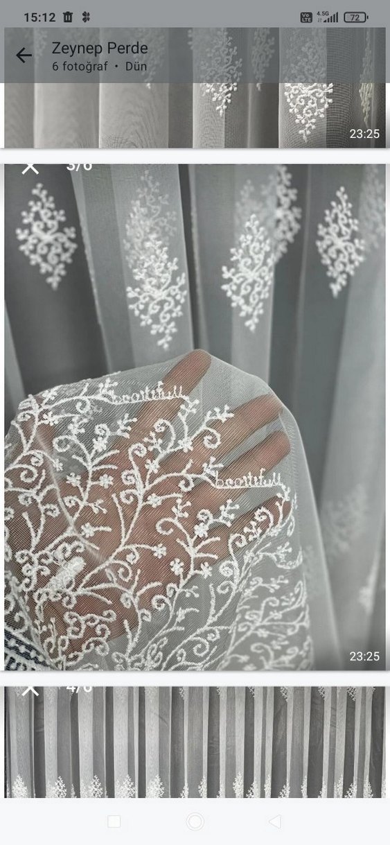 Nakışlı Beyaz Perde metre fiyati 250 TL - Görsel 3