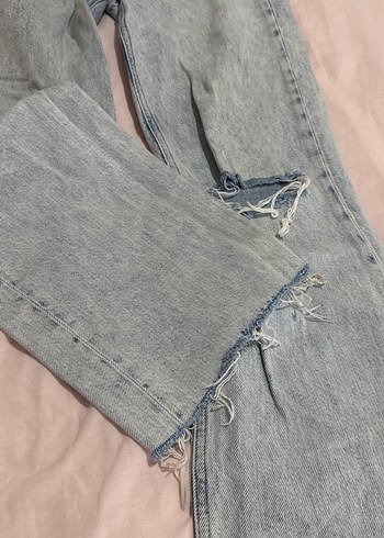 Yırtık bol mavi jean - Görsel 2