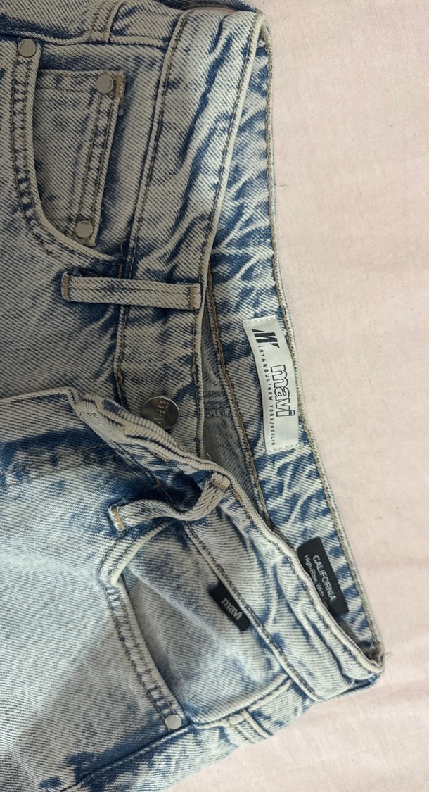 Yırtık bol mavi jean - Görsel 3