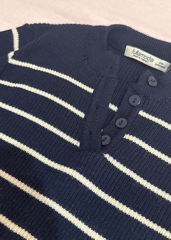 Lacivert Çizgili Triko Kazak - Görsel 3