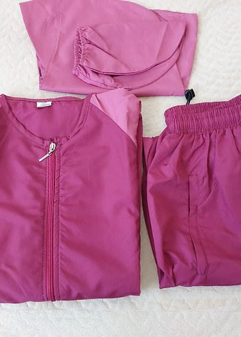 Pembe Fermuarlı uzun kollu uzun haşema