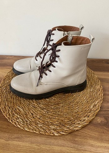 Bej  Bohem Tarzı Kadın Dolgu Topuk Bot - Görsel 3