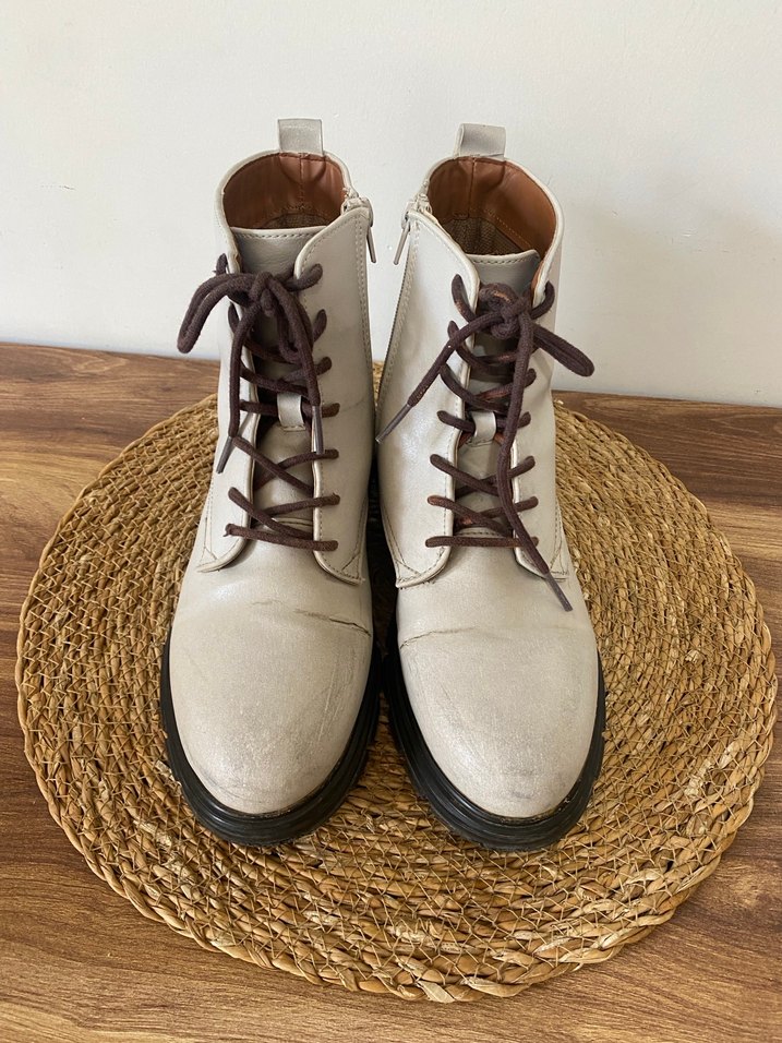 Bej  Bohem Tarzı Kadın Dolgu Topuk Bot - Görsel 2