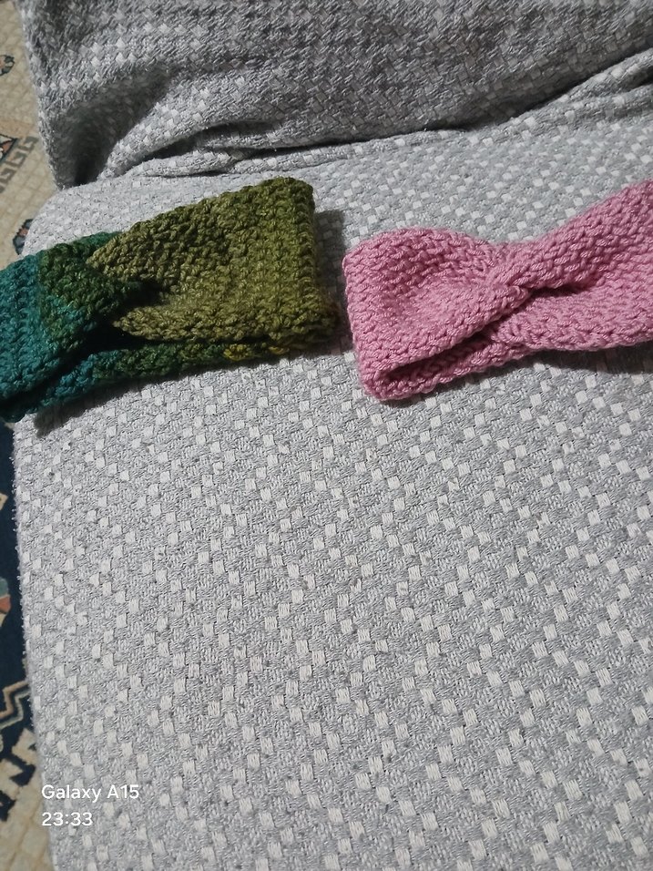 Pembe Örgü Kadın Saç Bandı - Görsel 2