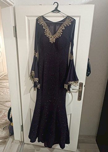 Abiye Uzun Mor Gotik Drape Detaylı Kadın Abiye