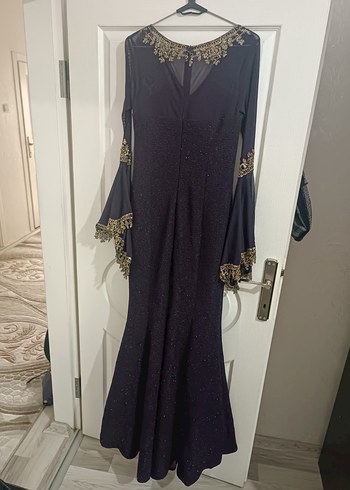 38 Beden Uzun Mor Gotik Drape Detaylı Kadın Abiye